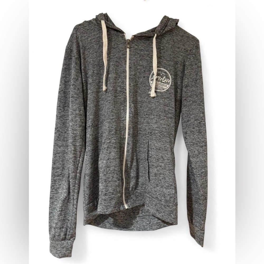 Gray Zip-Up Hoodie with Logo